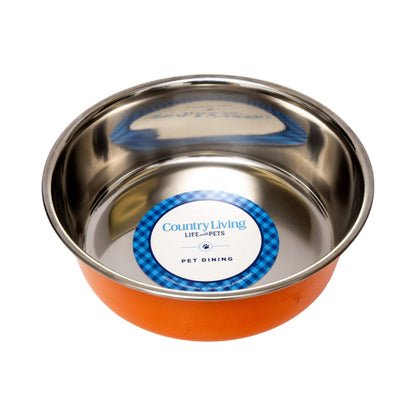 Country Living Set of 2 Heavy Gauge Stainless Steel Dog Bowls –Durable