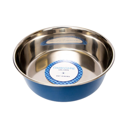 Country Living Set of 2 Heavy Gauge Stainless Steel Dog Bowls –Durable