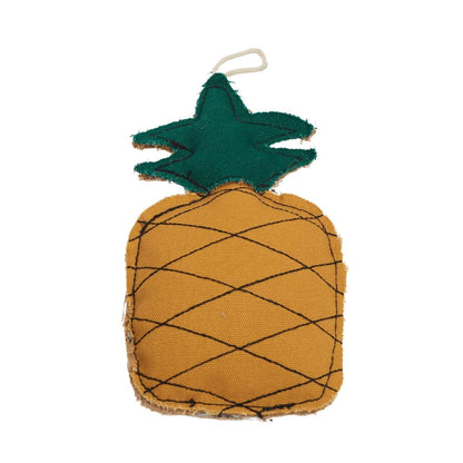 Country Living Canvas & Jute pineapple-shaped durable dog chew toy for small to medium breeds