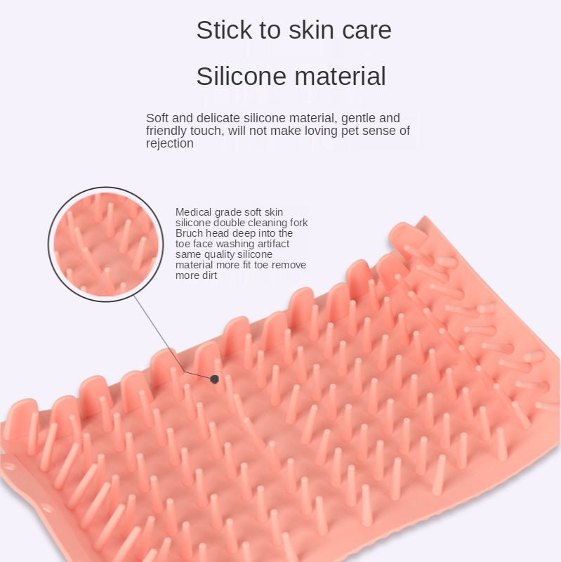 Pink silicone Paw Cleaner with soft bristles for gentle pet paw cleaning and skincare