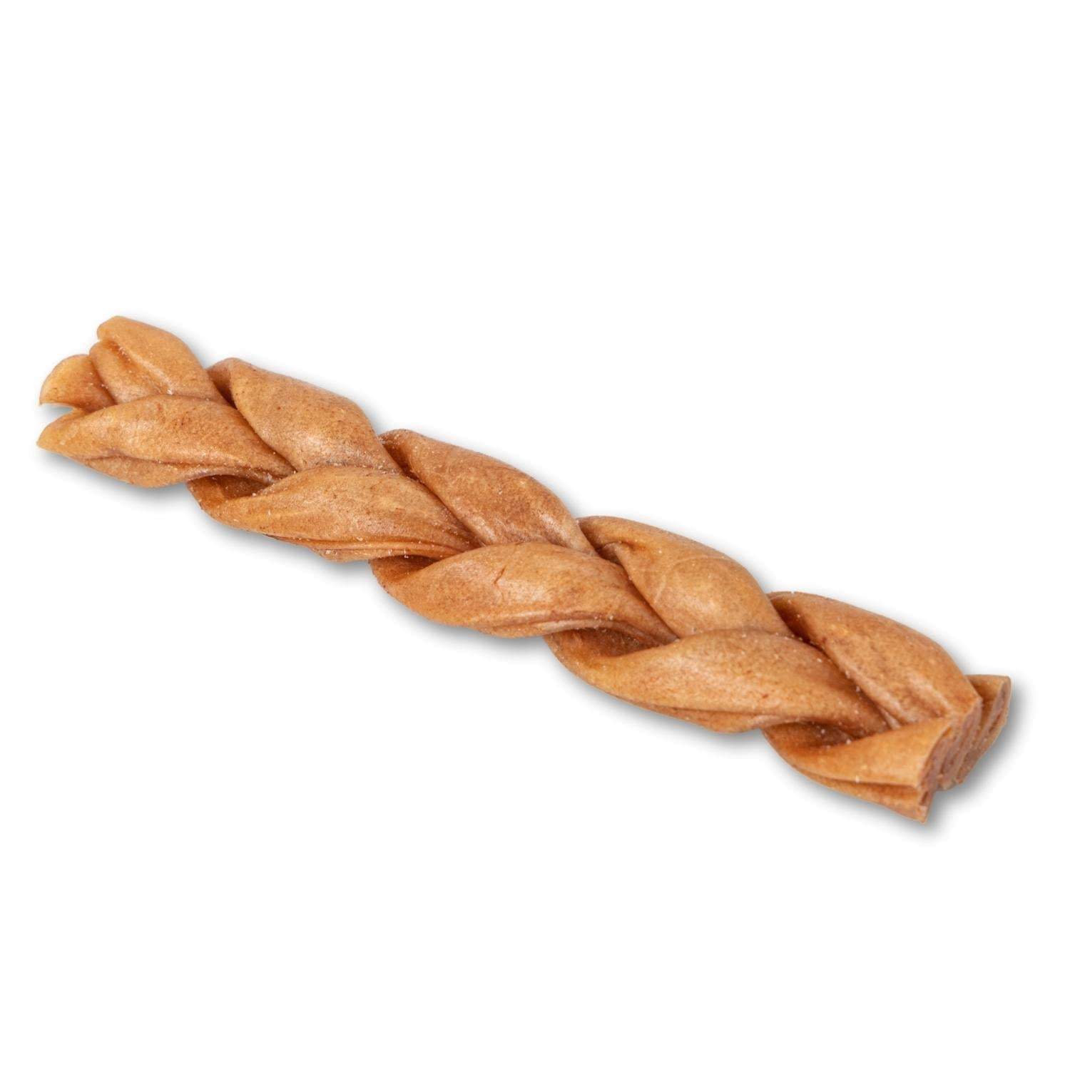 All-Natural Braided Collagen Stick dog treat made from 100% beef dermis, supports joint, skin, and coat health, 6-inch chew