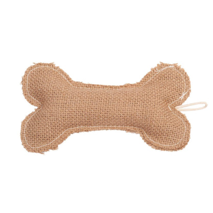Country Living Jean Leather-Jute durable bone-shaped dog chew toy made of natural jute and jean leather