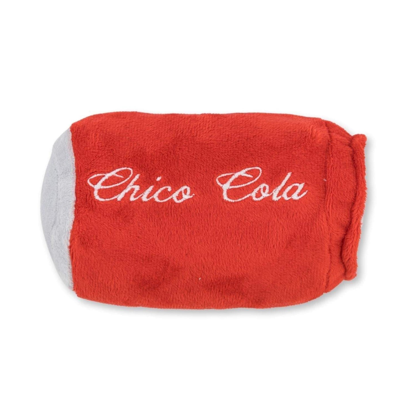 Red plush Cola & Fries dog toy with squeaker and crinkle paper for interactive play