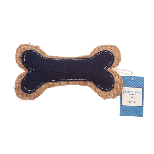 Country Living Jean Leather-Jute durable bone-shaped dog chew toy made of natural jute and jean leather for small to medium breeds