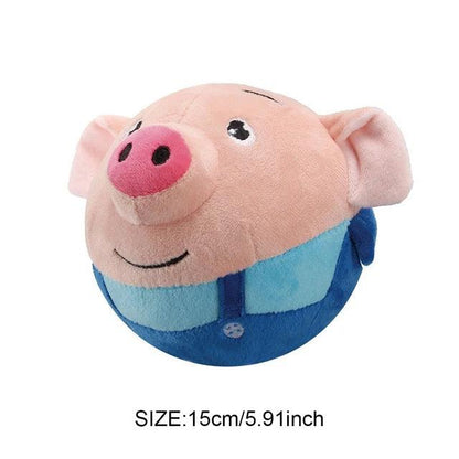 Electronic pet dog toy plush bouncing ball with music vibration and squeaker for interactive chewing and play