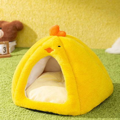 Brown Toast style pet cat bed made of lamb wool and sponge, cozy and warm for autumn and winter use
