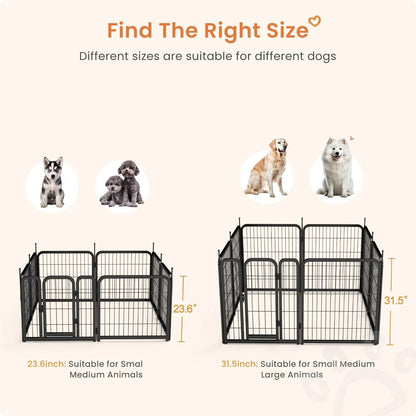 8-panel portable black dog fence 24-inch tall indoor pet playpen for small dogs and animals