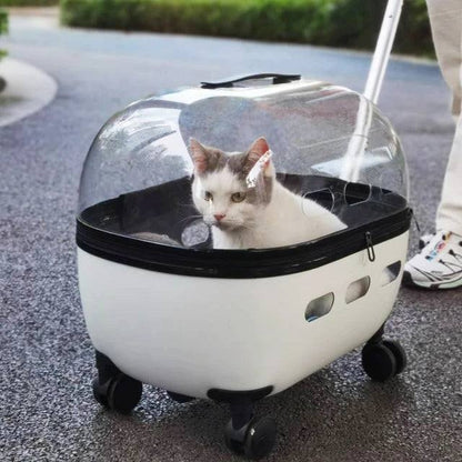 Transparent capsule pet travel trolley carrier bag stroller with wheels for small dogs and cats