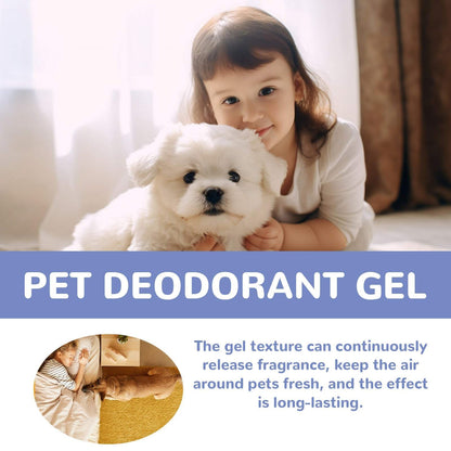 Pet deodorant gel for cats and dogs removing odors and freshening air