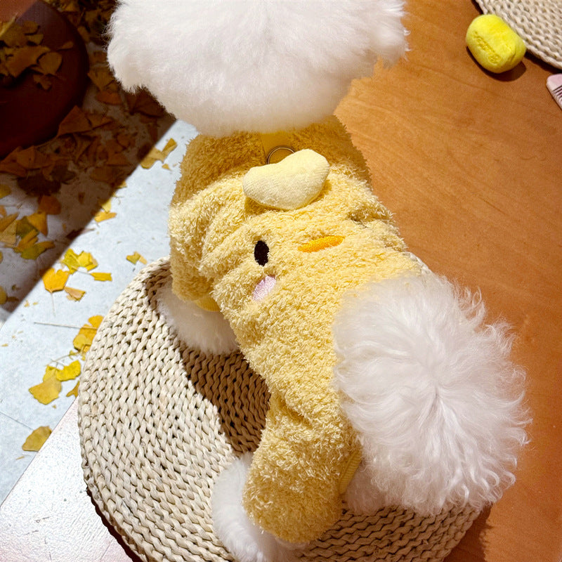 Pet Little Yellow Chicken Four-Legged Outfit Small Puppy Dog Clothes