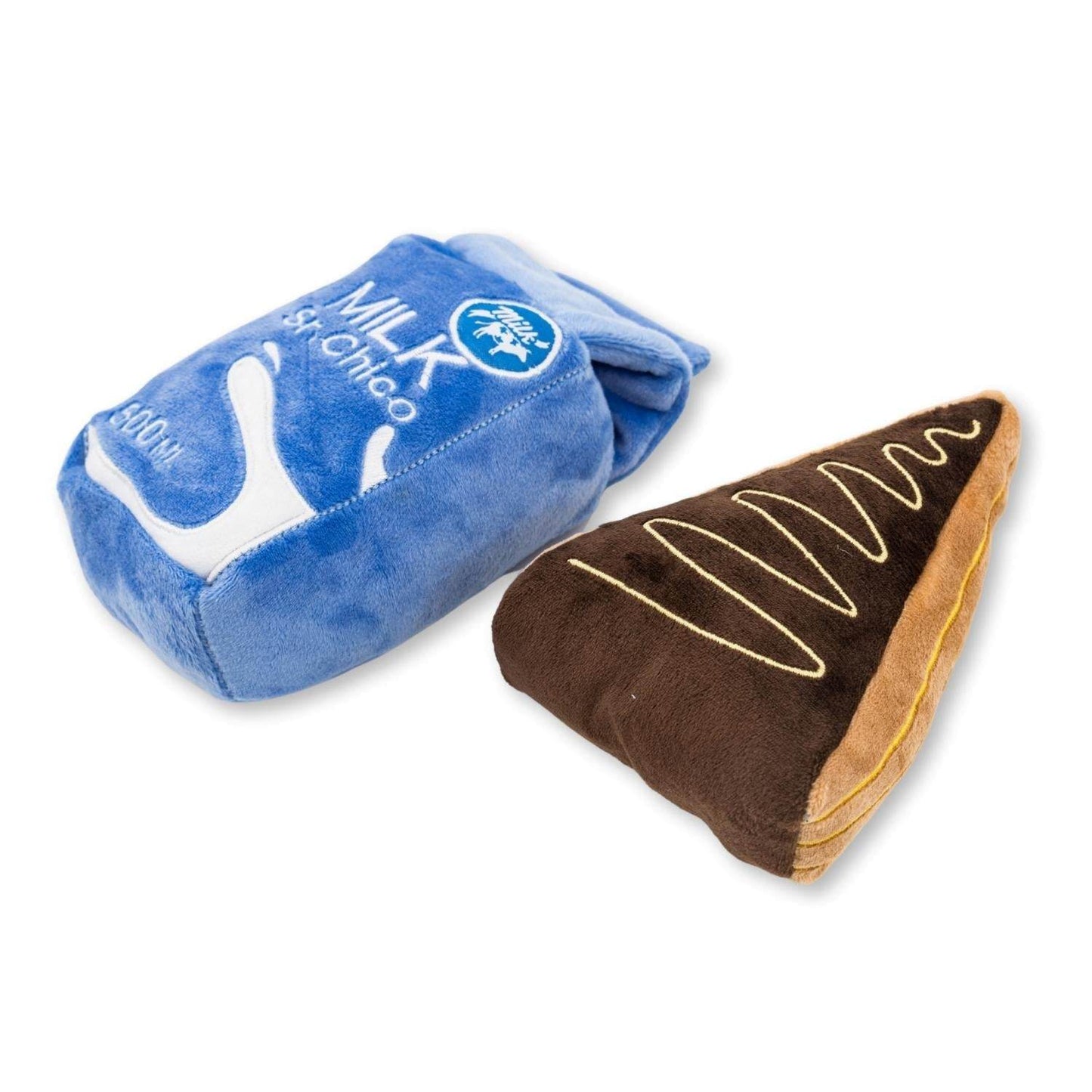 Cake Slice and Milk Midnight Snack Plush Dog Toy Set – Fun Durable Toy