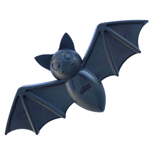 Vampire Bat Nylon Dog Chew Toy for aggressive chewers, durable black bat-shaped chew toy made in USA, FDA compliant