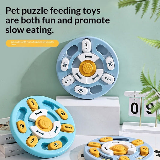 Pet Round Sounding Puzzle Toy In Blue And Yellow, Durable For Biting And Teething Training
