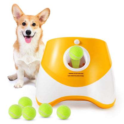 Durable electric interactive dog ball thrower machine with mini tennis balls for fetch training