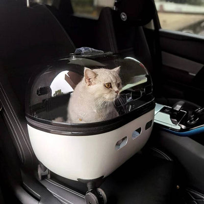 Transparent capsule pet travel trolley carrier bag stroller with wheels for small dogs and cats