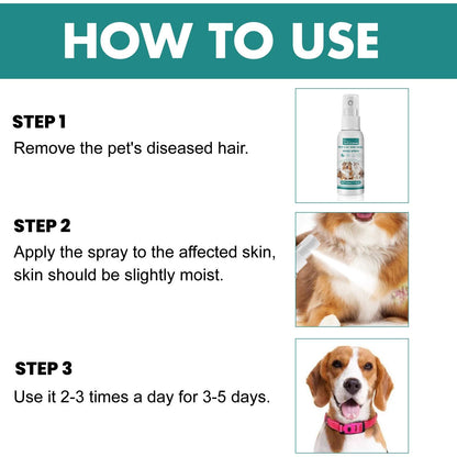 Pet Skin Medicine Spray bottle for cats and dogs treating mite skin itching and red hair removal