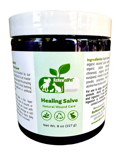 ReNewedPet Healing Skin Salve for pets with natural organic ingredients and wound care.
