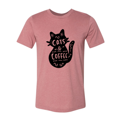 Cat And Coffee T-Shirt - Premium Cotton, Soft Feel, High-Quality Print