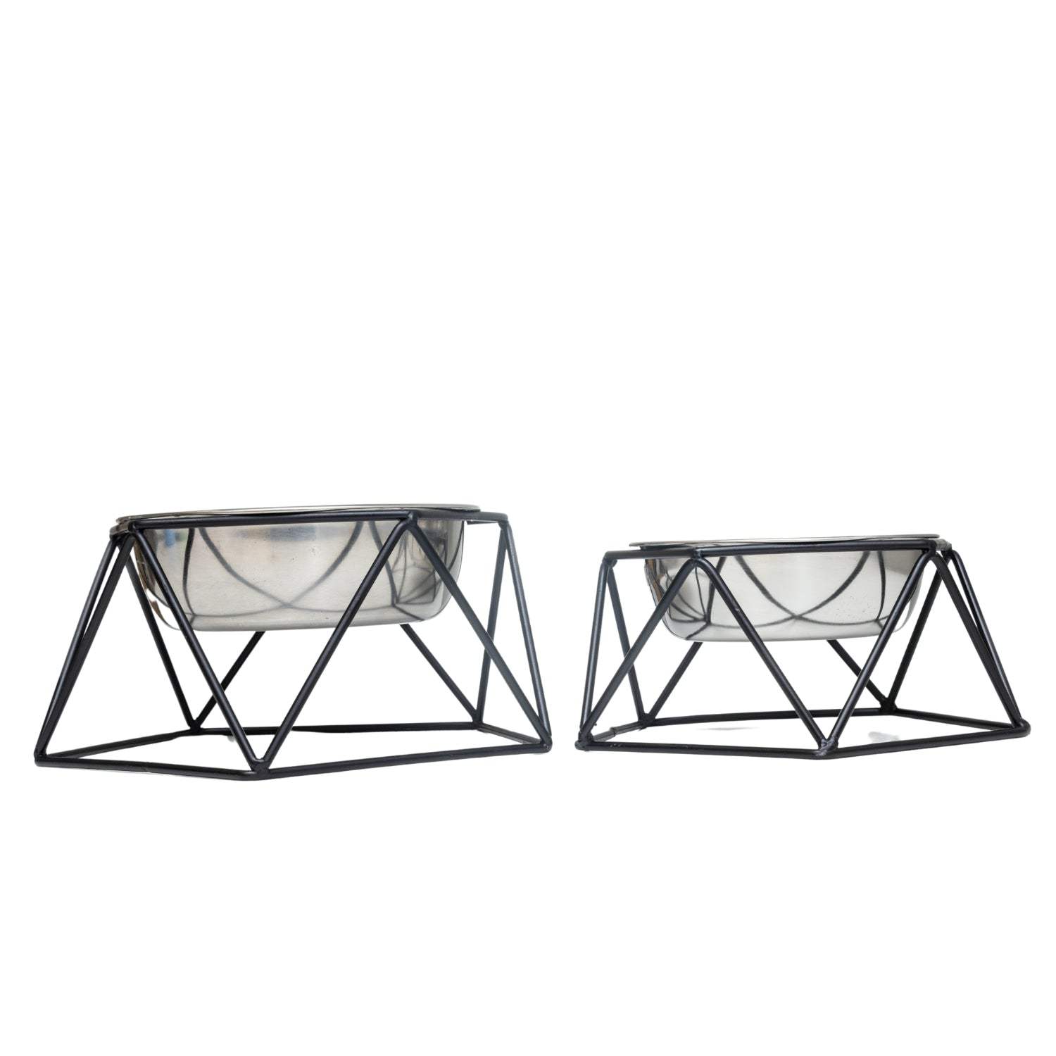 Country Living Elevated single dog bowl feeder with geometric metal base and removable stainless steel bowl for medium-sized dogs