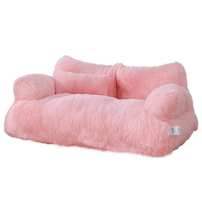 Luxury plush cat bed sofa with pillow for small and medium pets