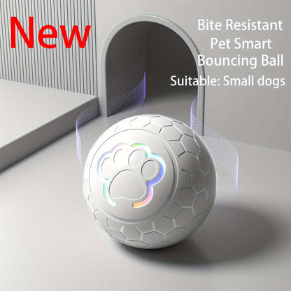 Interactive Pet Toy Ball with bite-resistant, smart bouncing, RGB LED lights for small dogs