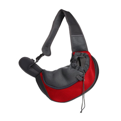 Breathable mesh pet carrier handbag sling for small dogs and cats with adjustable shoulder strap and secure drawstring design