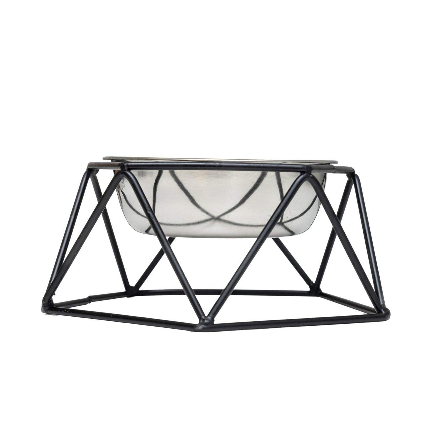 Country Living Elevated single dog bowl feeder with geometric metal base and removable stainless steel bowl