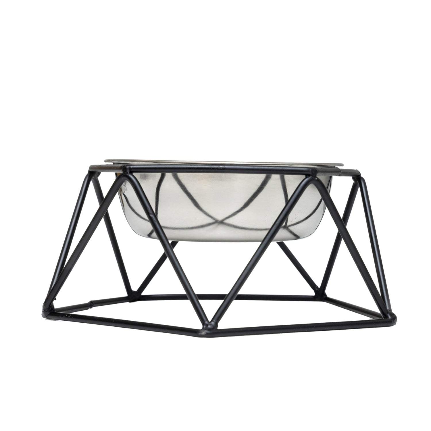 Country Living Elevated single dog bowl feeder with geometric metal base and removable stainless steel bowl