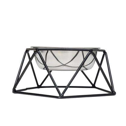 Country Living Elevated single dog bowl feeder with geometric metal base and removable stainless steel bowl