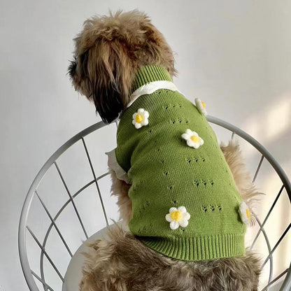 Autumn And Winter Warm And Comfortable Dog Sweater Clothes Pet Cat Clothing Flower Blossom Sweater Collection