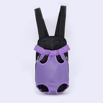 Adjustable pet carrier backpack for small dogs and cats under 15 lb, breathable mesh, hands-free travel bag for hiking and camping