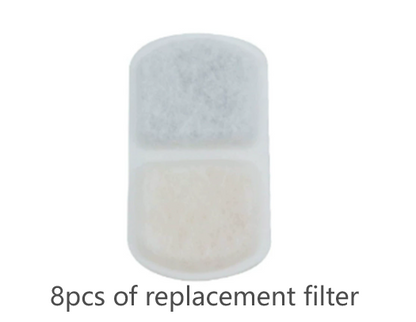 8-piece replacement filter for stainless steel pet water dispenser with large capacity and round viewing window