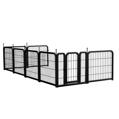 Black 8-panel dog fence, 24 inch high portable indoor pet pen for small dogs and other small animals