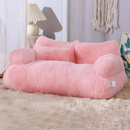 Luxury plush cat bed sofa with pillow for small and medium pets