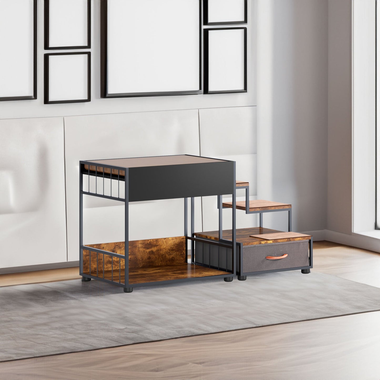 Step Window Perch,Bunk Beds Window Perch for Dogs Bedside Lounge Elevated Dog Bed Multi-Level Platform with sponge Vintage