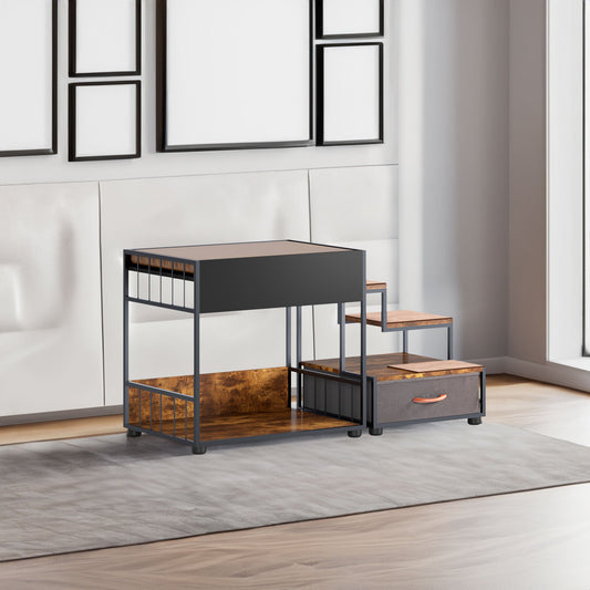 Step Window Perch,Bunk Beds Window Perch for Dogs Bedside Lounge Elevated Dog Bed Multi-Level Platform with sponge Vintage