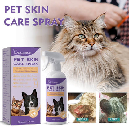 Pet Skin Relief Spray for dogs and cats relieves itching, eliminates mites, and heals skin irritations