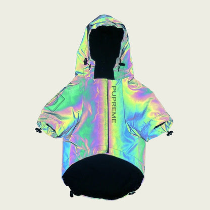 Windproof and rainproof large dog raincoat with reflective stormtrooper design