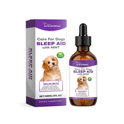 Bottle of Dog Sleep Drops supplement for healthy pet sleep care