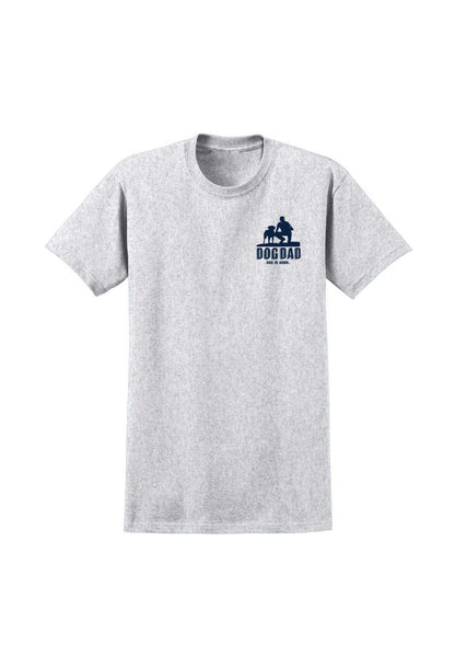 Grey Dog Dad T-Shirt with silhouette dog design for proud pet owners