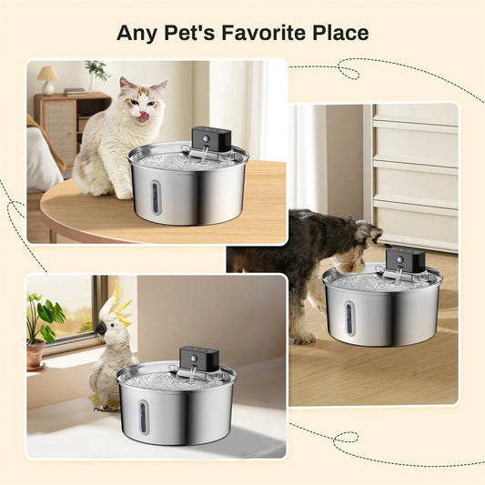 Pet intelligent water dispenser with wireless sensor and 304 stainless steel for cats and dogs
