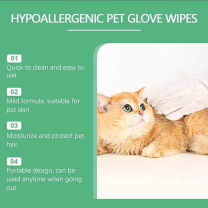 Pet disposable cleaning gloves with glycerin and lemon extract for gentle pet hair and skin care