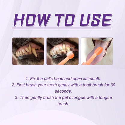 Pet toothbrush for dogs with silicone bristles for gentle tongue and teeth cleaning