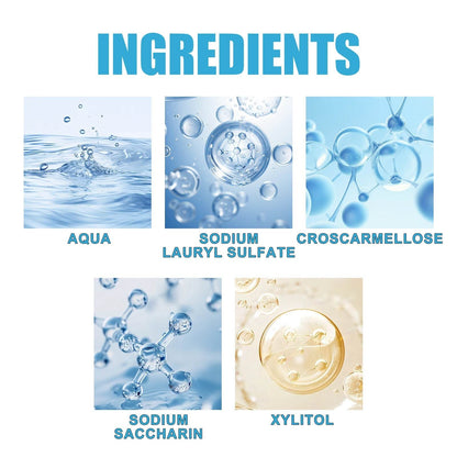 Pet toothpaste ingredients including aqua, sodium lauryl sulfate, croscarmellose, sodium saccharin, and xylitol for dog and cat oral care