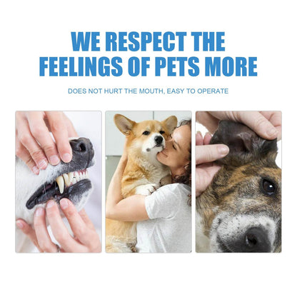 pet dental finger wipes cleaning dog's teeth and gums for fresh breath and tartar removal
