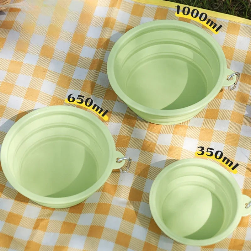 Dog Feeders Folding Silicone Bowl Outdoor Travel Foldable Portable Cat Dog Food Water Container Feeding Tray Bowl Pet Supplies