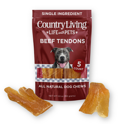 Country Living Beef Backstrap Tendon all-natural high-protein dog chews 5 count bag