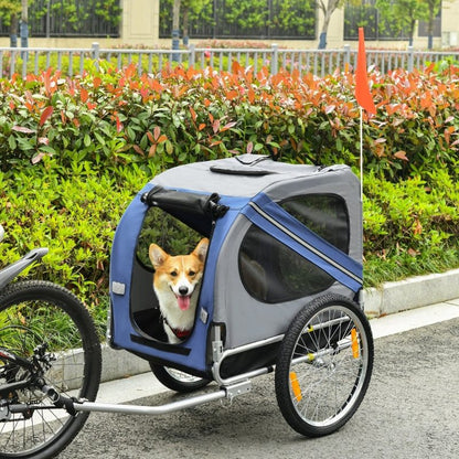 Bike trailer cargo cart for pets with mesh ventilation, weather-resistant canopy, and 20-inch wheels