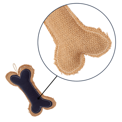 Country Living Jean Leather-Jute durable dog chew toy in bone shape for small to medium breeds