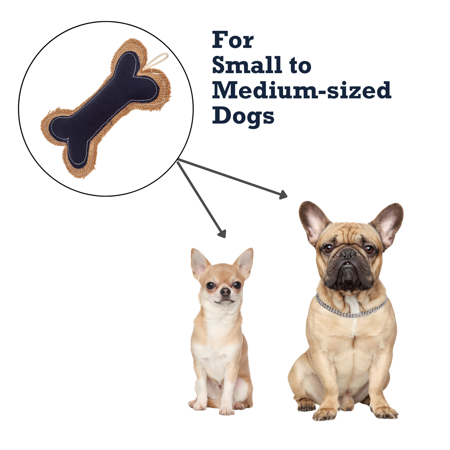 Country Living Jean Leather-Jute durable bone-shaped chew toy for small to medium-sized dogs made of natural jean leather and jute